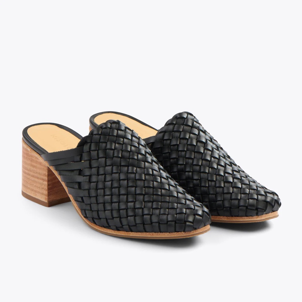 Nisolo All-Day Heeled Woven Mule In Black - Size 11